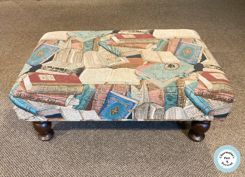 EXQUISITE VINTAGE BOOK THEMED OTTOMAN...$199.00