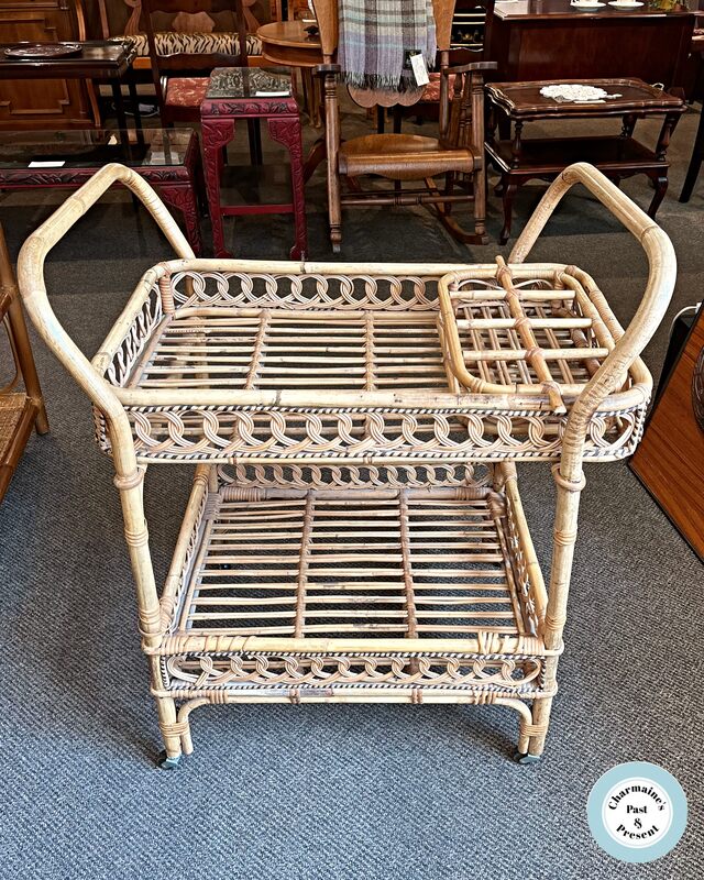 AMAZING VINTAGE BAMBOO AND WICKER CART...$199.00