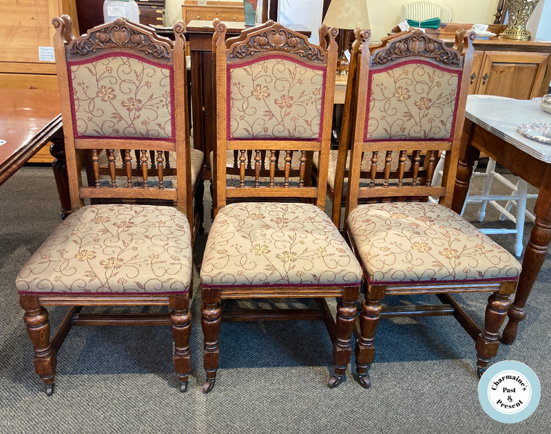 AMAZING SET OF 6 ANTIQUE SOLID OAK CHAIRS...$999.00
