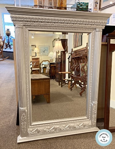HANDSOME LARGE ORNATE SILVER MIRROR...$75.00