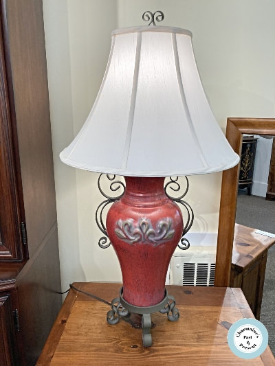 STUNNING HEAVY RED/IRON TABLE LAMP...$99.00