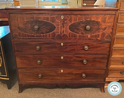 FABULOUS EARLY 19TH CENTURY ENGLISH MAHOGANY SECRETAIRE CHEST OF DRAWERS...$2500.00