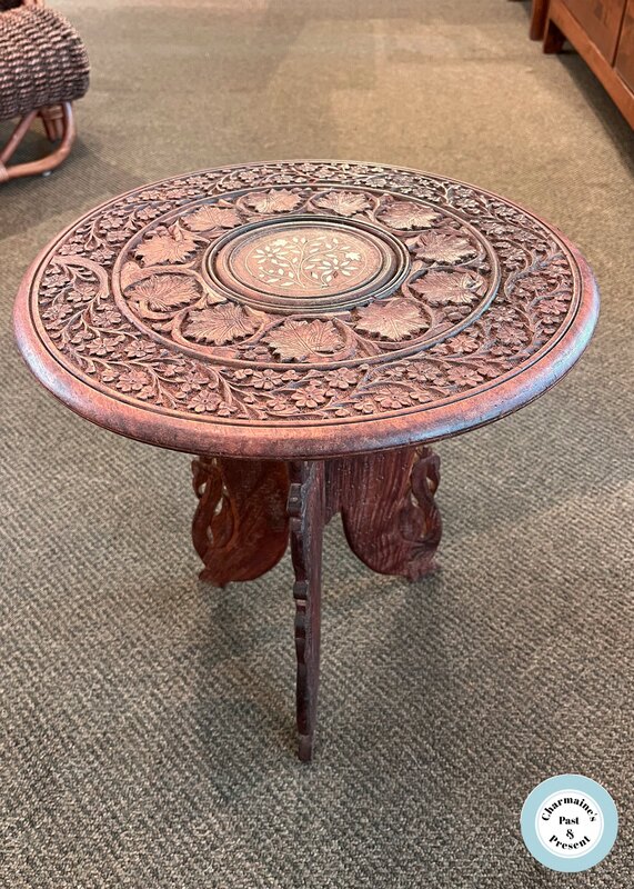 BEAUTIFUL VINTAGE CARVED AND INLAID SIDE TABLE...$149.00