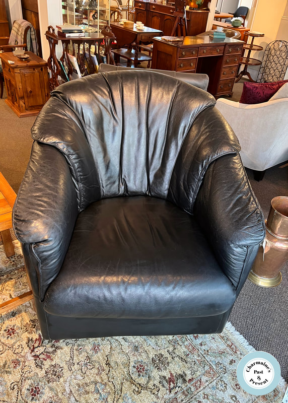 HANDSOME MID CENTURY MODERN LEATHER SWIVEL CHAIR...$499.00