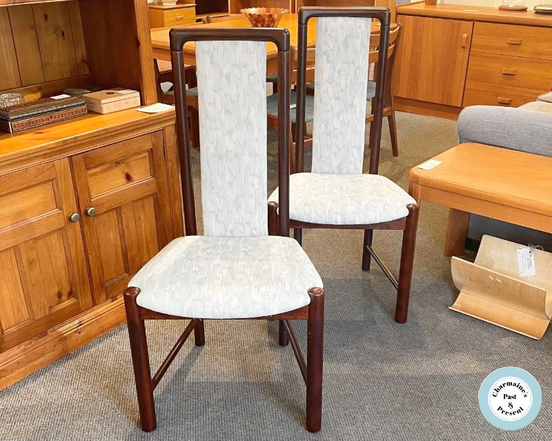 AMAZING PAIR OF ROSEWOOD HIGH BACK CHAIRS...$399.00.