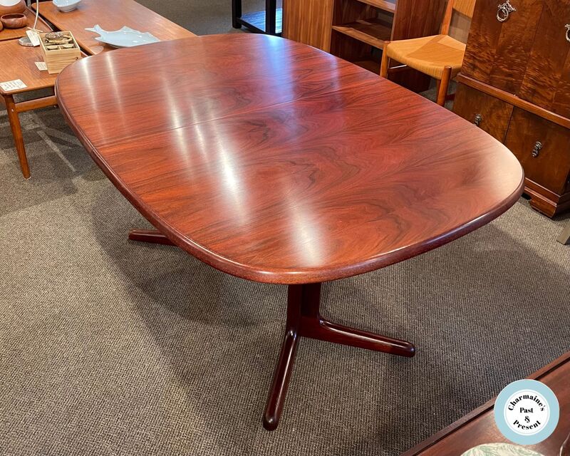 AMAZING MCM ROSEWOOD DINING TABLE BY EDVARD VALENTINSEN FOR FURNITURE FACTORY RINGE W\ LEAF...$2000.00